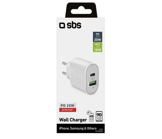 SBS Ładowarka Sieciowa SBS PD 1xUSB 1xUSB-C 20W biała # - 1463851 - zdjęcie 2
